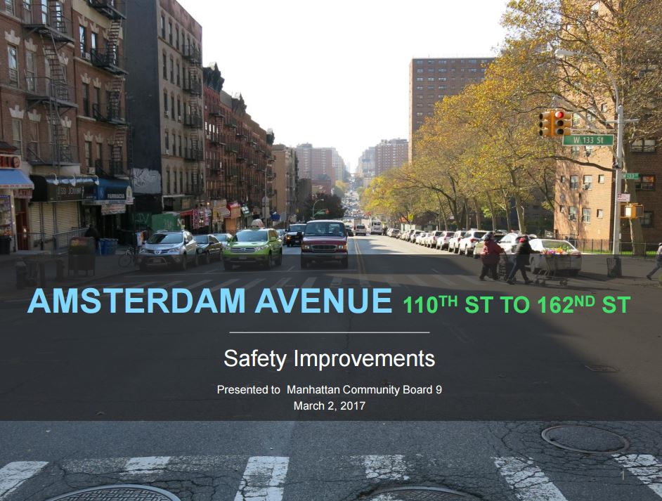 NYC DOT bike lane porposal Amstedam Ave