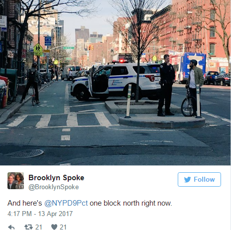 NYPD-ticket-bicyclist-near-accident-scene