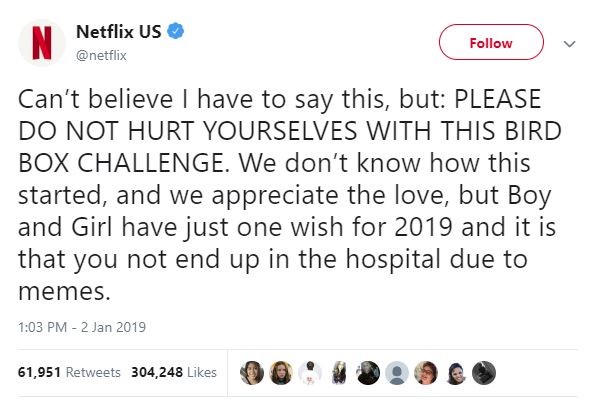 Netflix notice to prevent injuries