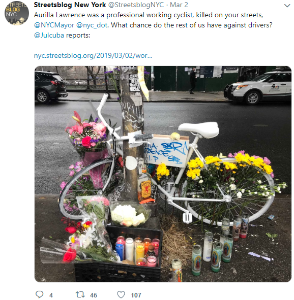 memorial for NYC victim of bike accident