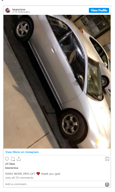 the victim posted a picture of her car on IG