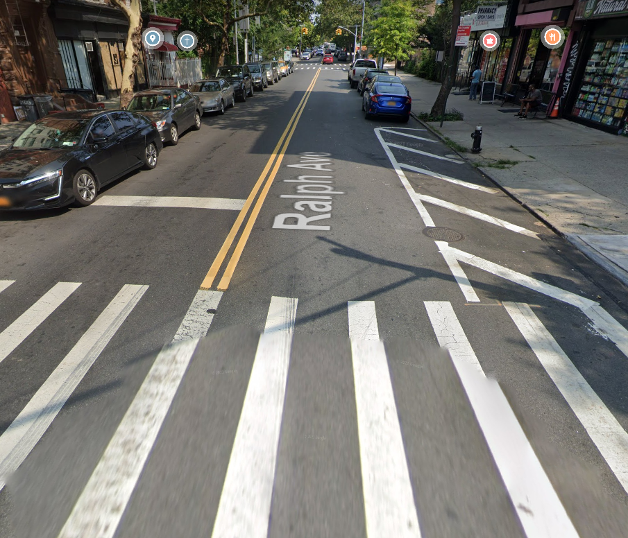 The New York block where a cyclist and two pedestrians were struck