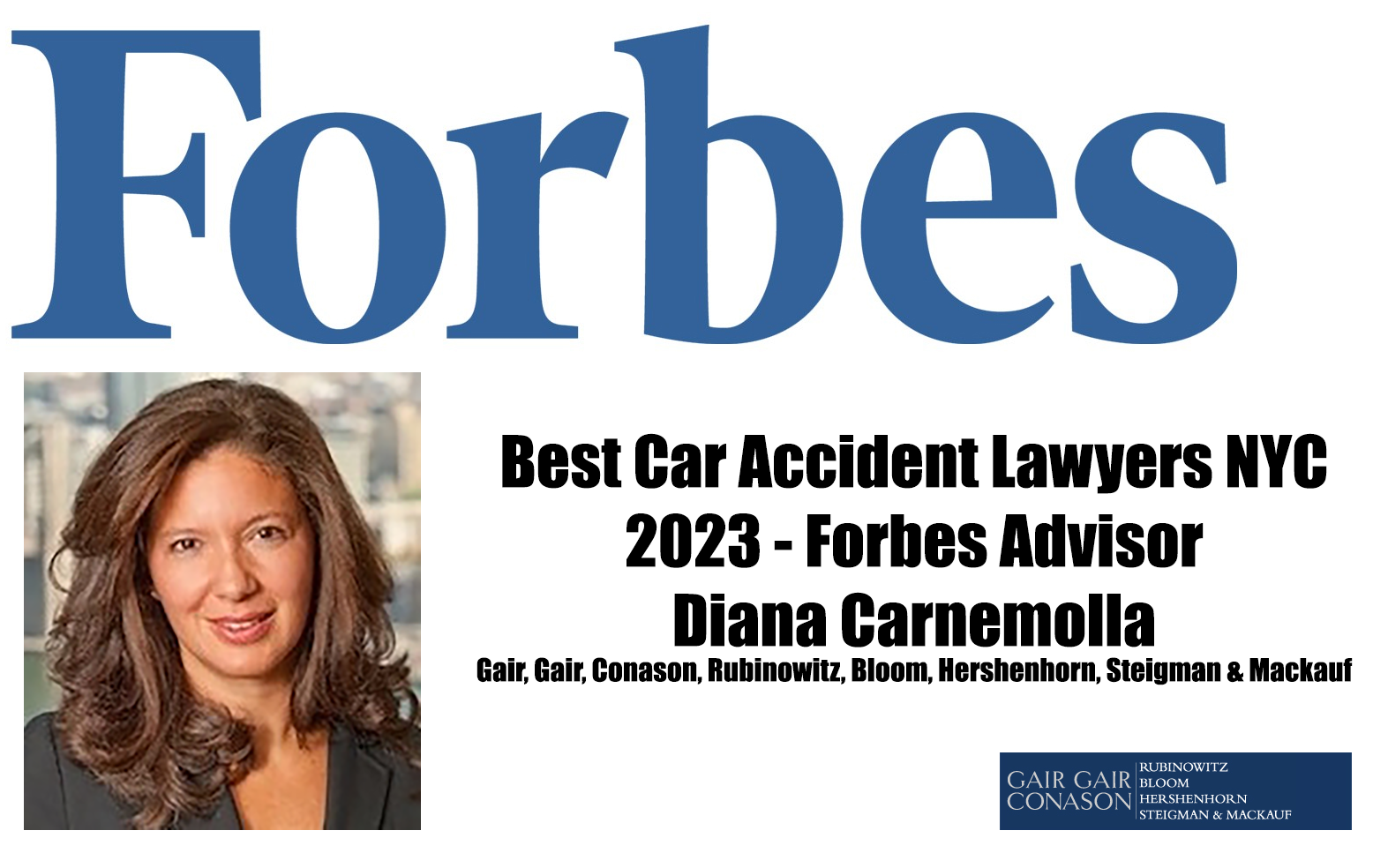 Forbes Advisor Best Car Accident Lawyer NYC Diana Carnemolla