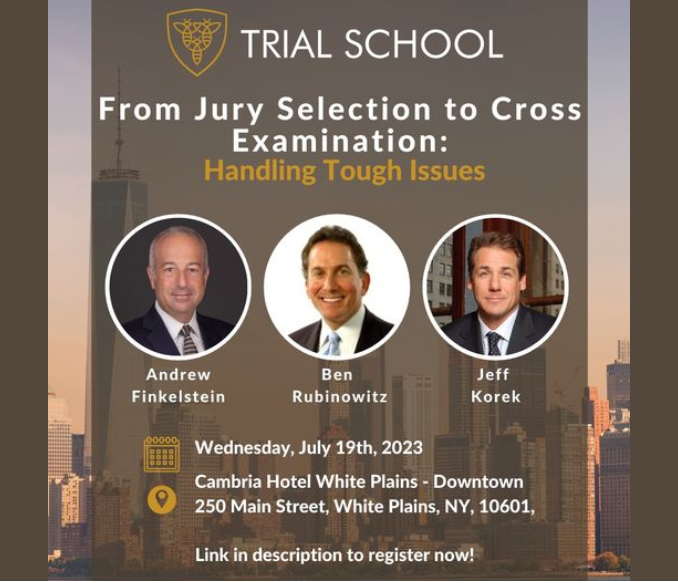 Join New York Personal Injury Lawyer Ben Rubinowitz for Trial School