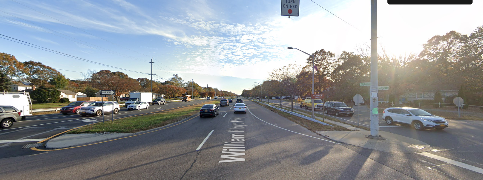 Location of the collision betwen the police car and the cyclist in Long island NY