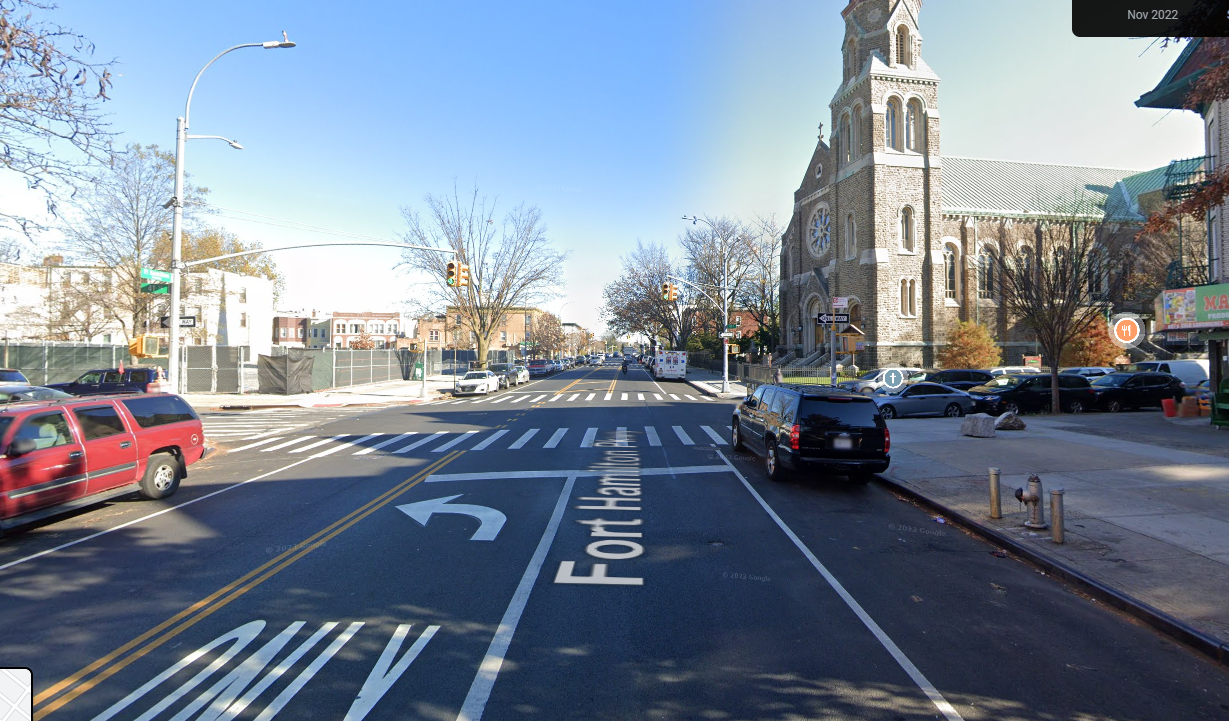 The Brooklyn NYC intersection where the bus collided with the cyclist