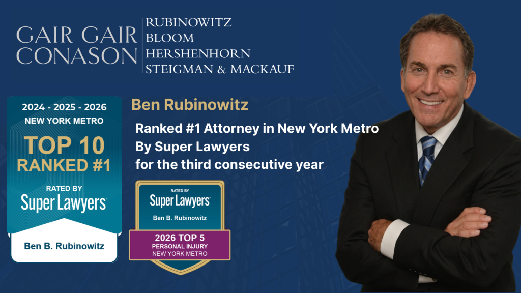 Attorney Ranks Ben Rubinowitz Ranked #1 Attorney in New York Metro Area by Super ...